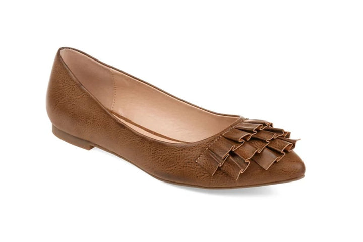 Journee Collection Women's Judy Ruffled Ballet Flats Shoes Tan Size 12