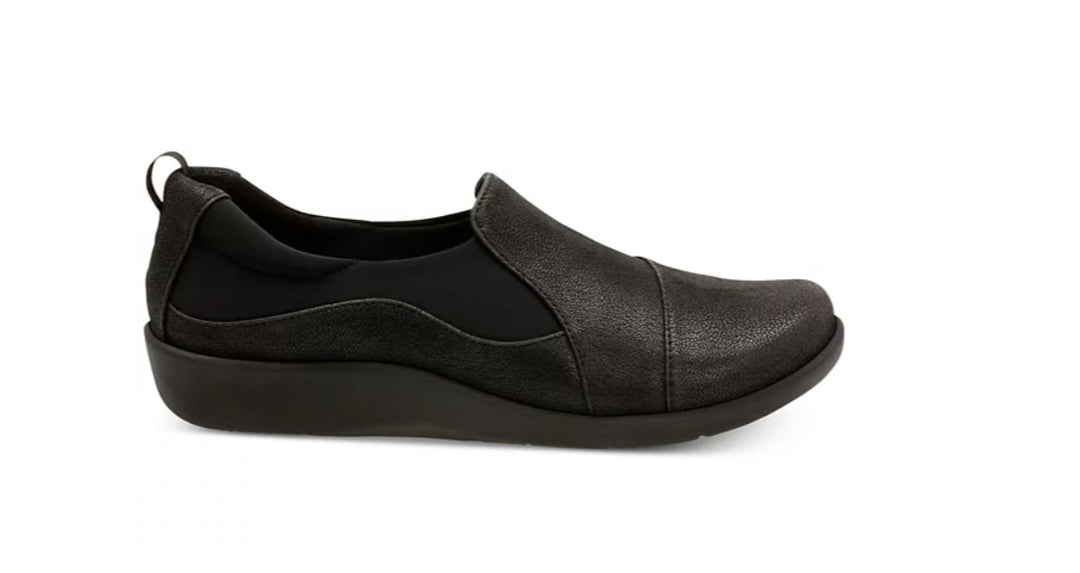 Clarks Women's Cloudsteppers Sillian Paz Flats Shoes Black Size 6.5 W