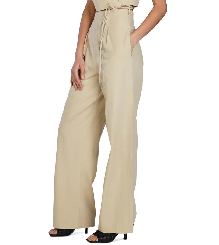 Bar III Women's Nicole Williams English Wide-Leg Pants Beige Khaki Size 6