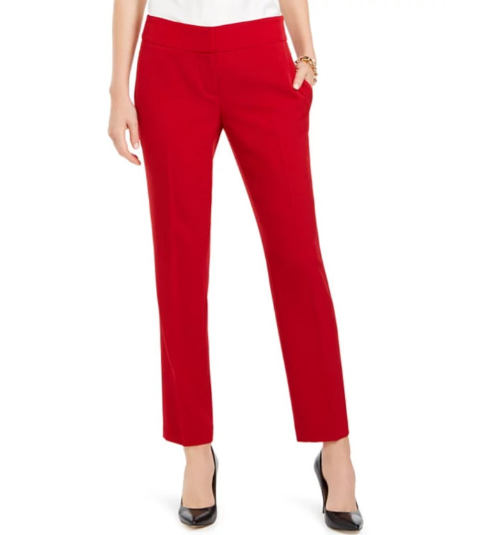 Kasper Women's Slim Straight-Leg Trousers Pants Fire Red Petite Size 2P