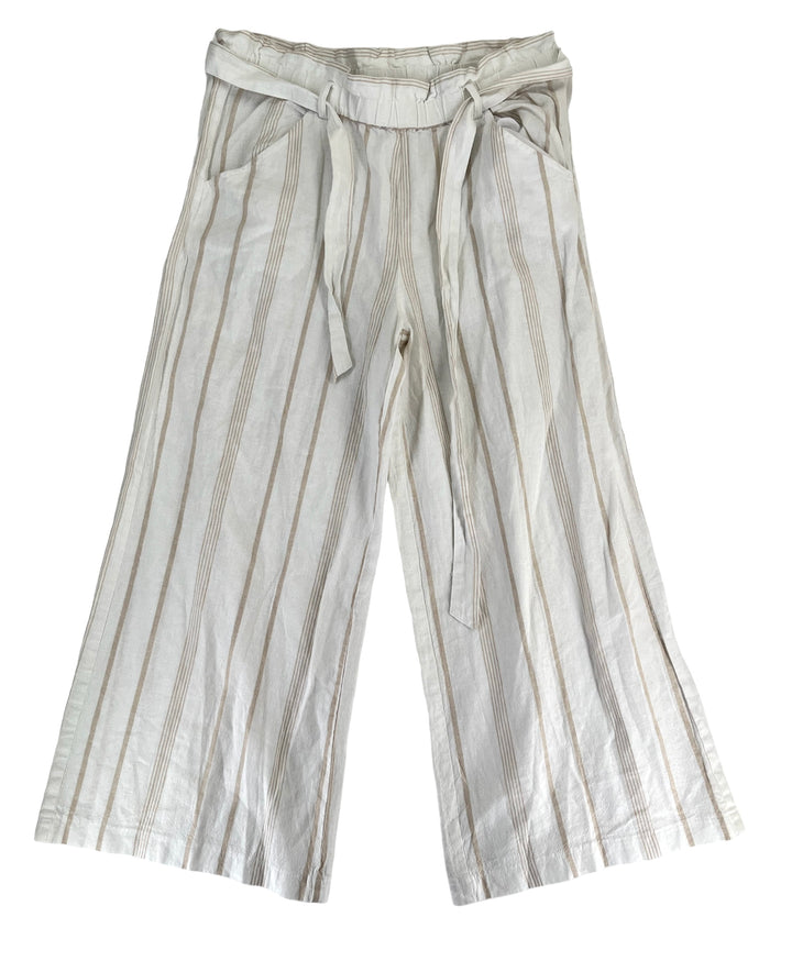 Morgan Taylor Women's Striped Wide Leg Crop Pants White Size XL