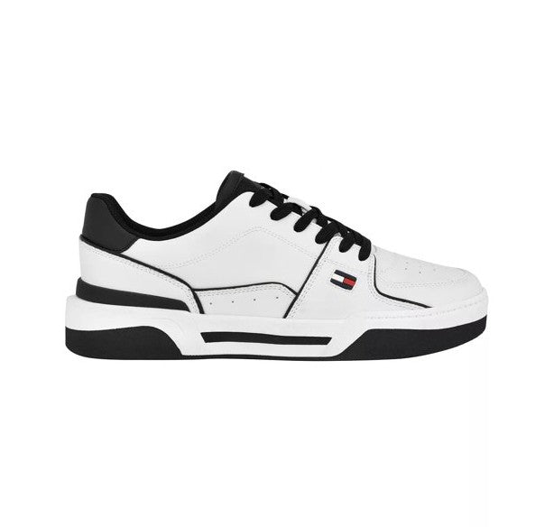 Tommy Hilfiger Men's Ville Lace Up Low Top Sneakers White-Balck Size 10