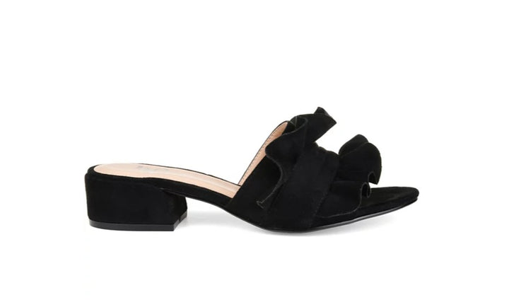 Journee Collection Women's Sabica Ruffle Slip On Dress Sandals Black Size 6.5