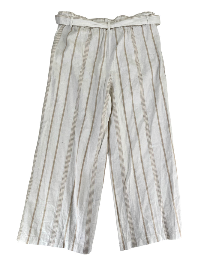 Morgan Taylor Women's Striped Wide Leg Crop Pants White Size XL