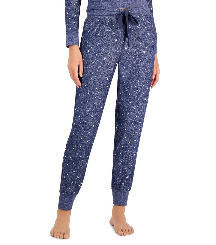 Alfani Women's Star-Print Hacci Jogger Pajama Pants Blue Star Size XXL