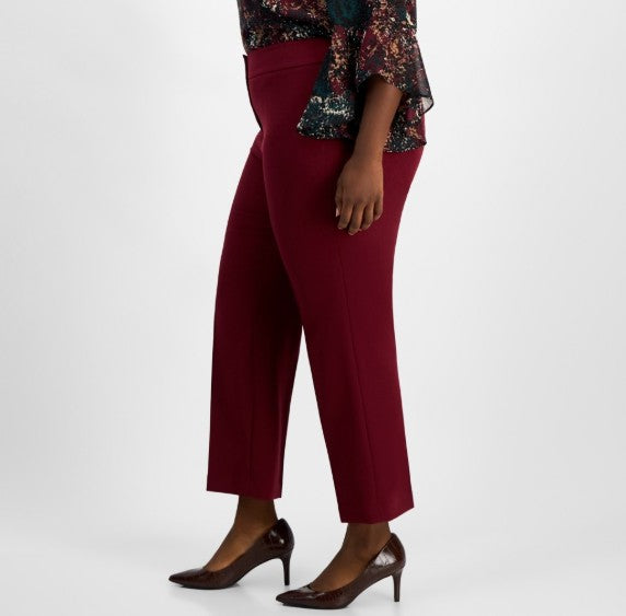 Kasper Women's Stretch Crepe Slim Leg Pant Shiraz Plus Size 22W