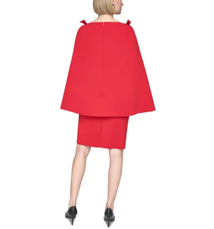 Karl Lagerfeld Paris Women's Bow-Shoulder Cape Dress Admiral Red Size 16