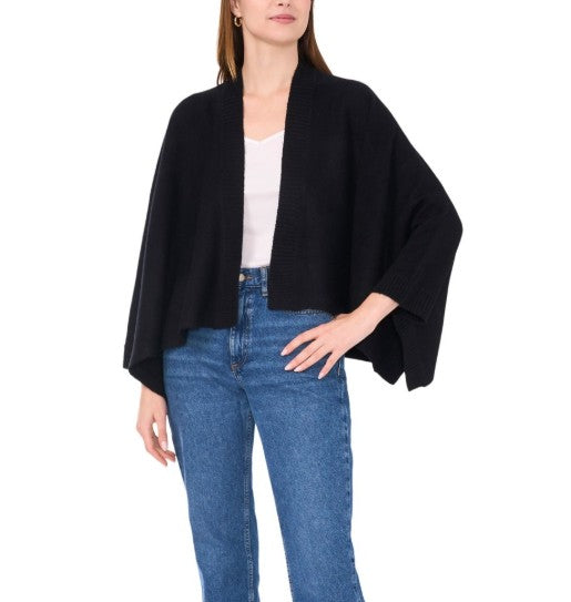 Sam & Jess Women's Open-Front Handkerchief-Hem Cardigan Rich Black Size XL