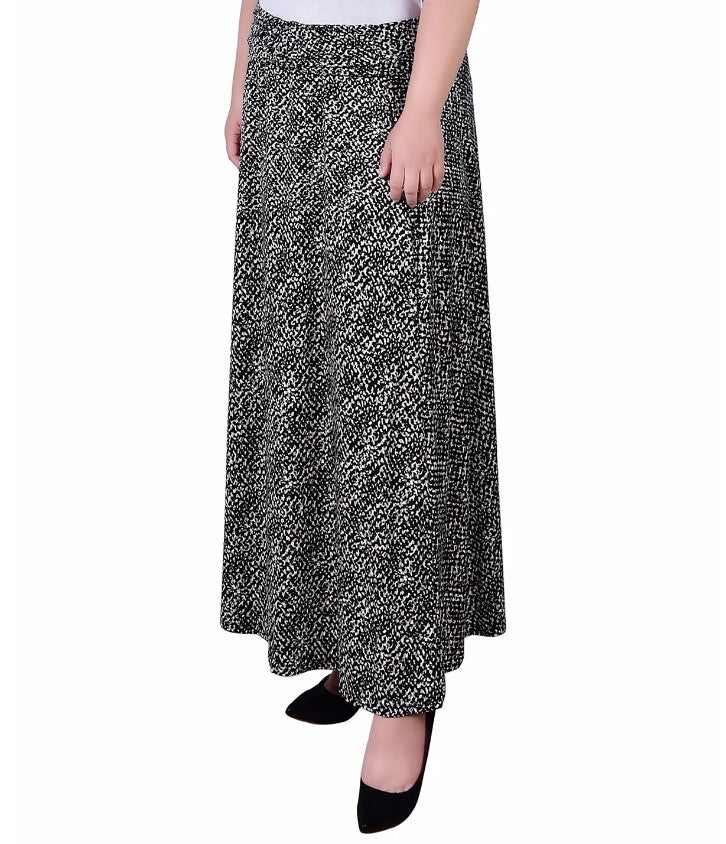 NY Collection Women's Front Faux Belt Maxi A-Line Skirt Petite Size PL