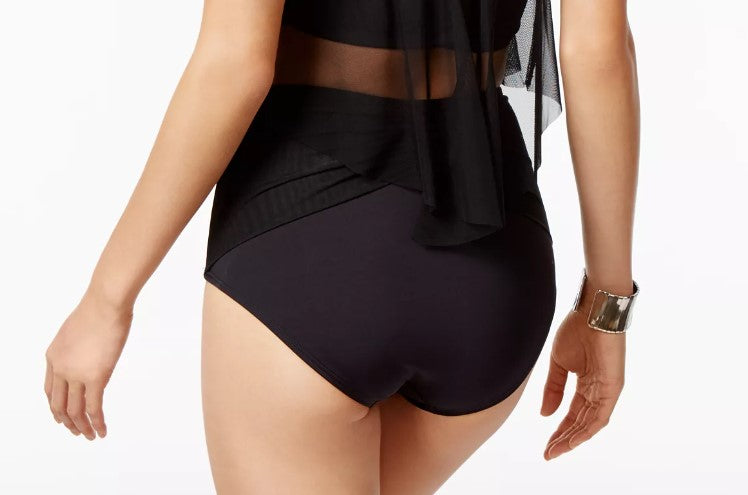 Coco Reef Women's Diva Mesh High-Waist Bikini Bottoms Black Size M