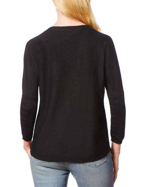 Melissa Paige Women's Boat-Neck Chevron-Stitch Dolman-Sleeve Sweater Size L