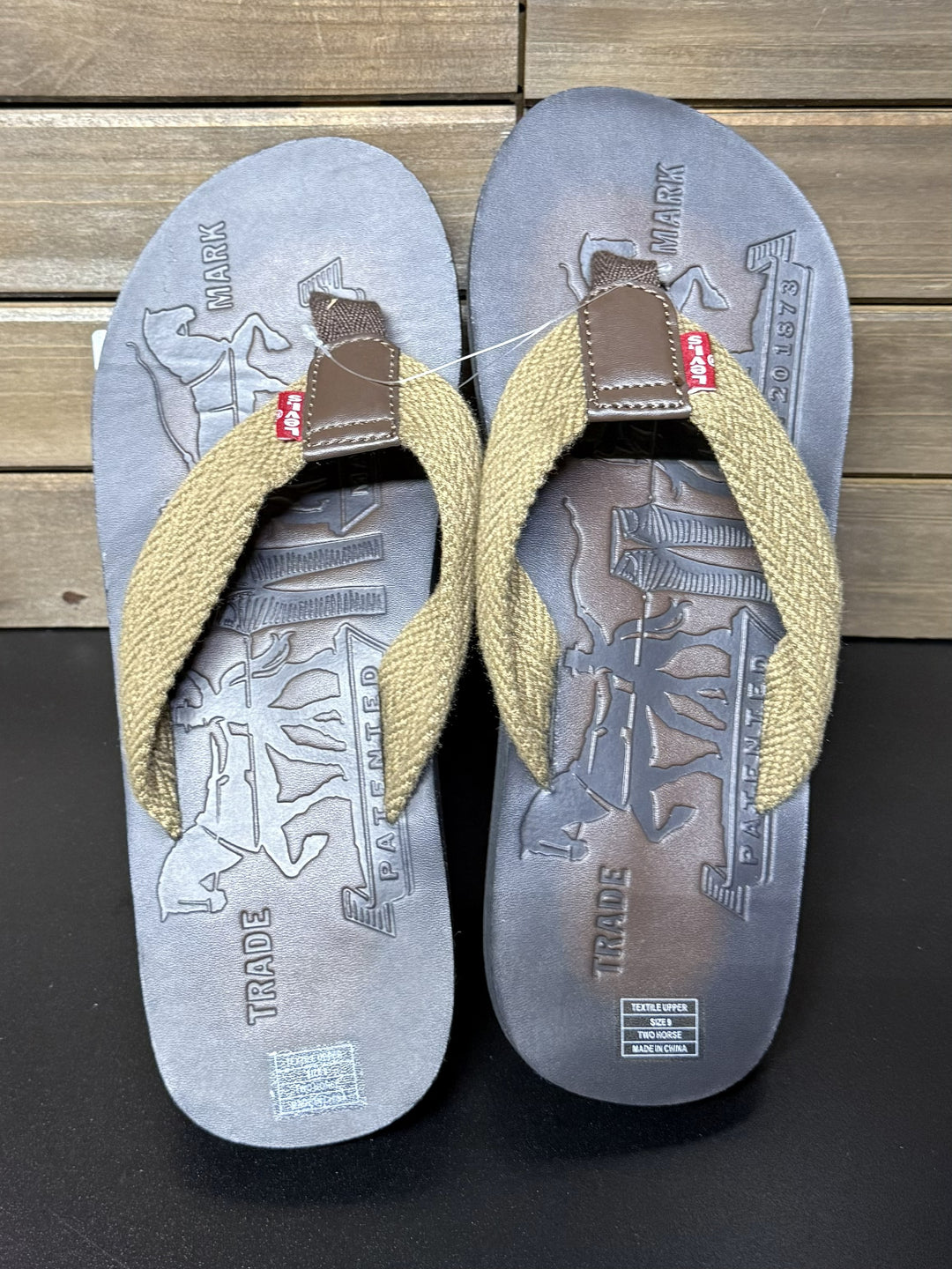 Levi's Men's Comfort Two Horse Slip-on Sandals Brown Size 9
