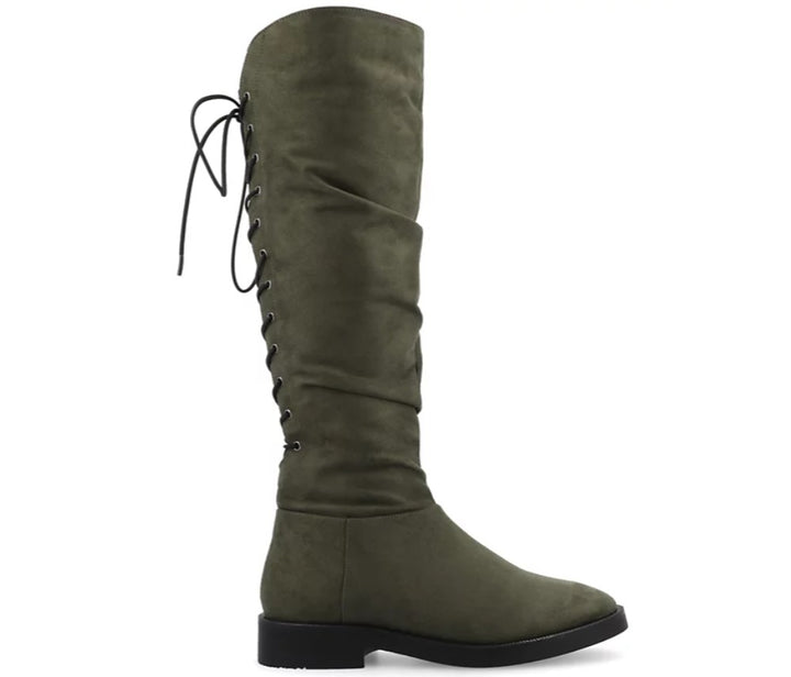 Journee Collection Women's Mirinda Wide Calf Rouched Stretch Knee High Boots