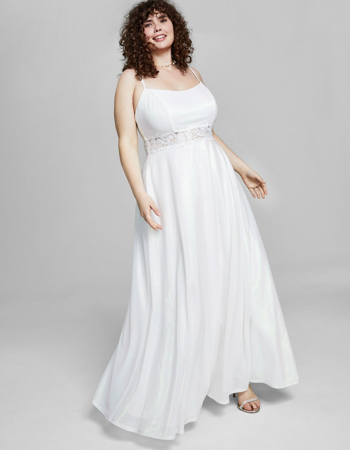 City Studio Women's Iridescent Prom Evening Dress White Plus Size 18W