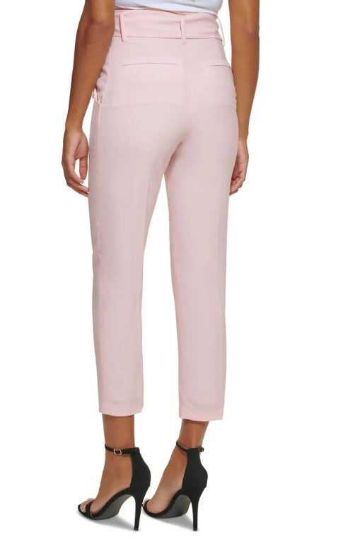 DKNY Women's Polyester Flat-Front High-Waist Pants Pink Size 8