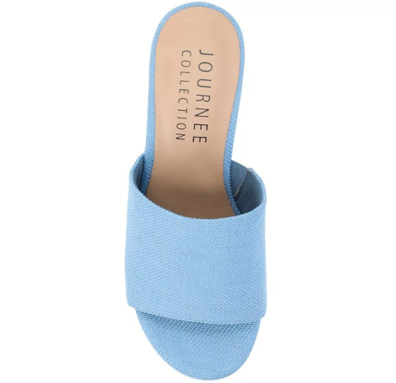 Journee Collection Women's Enyya Canvas Platform Sandals Blue Size 6.5