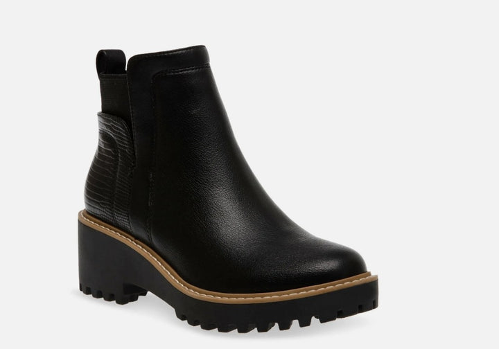DV Dolce Vita Women's Rielle Chelsea Lug Sole Booties Black Exotic Size 10