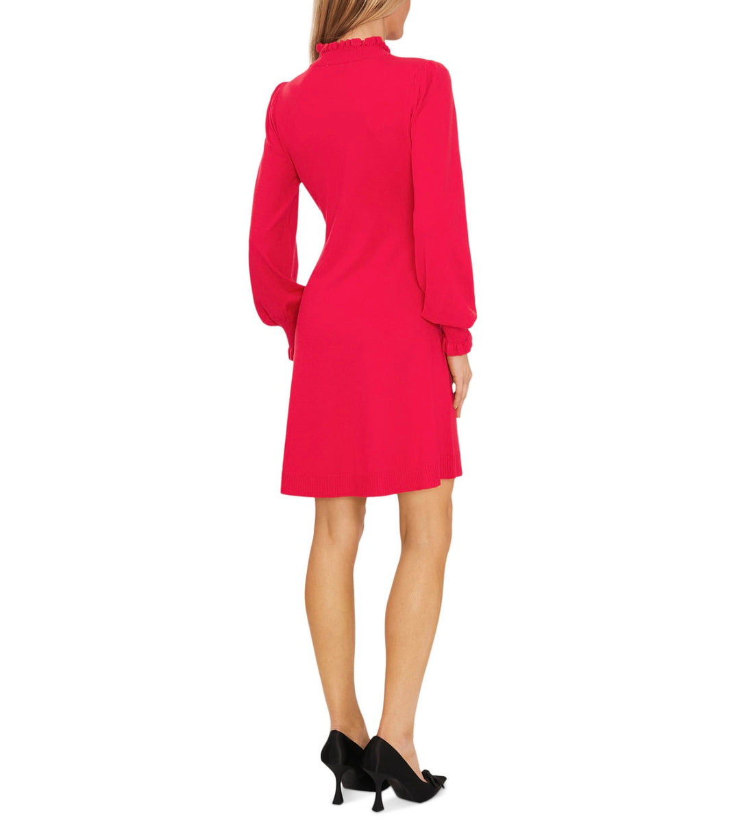 CeCe Women's Ruffled Midi Sweater Dress Rich Magenta Size XS