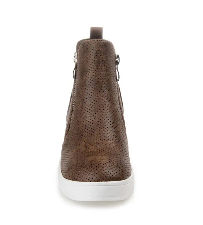 Journee Collection Women's Pennelope Wedge Sneakers Shoes Brown Size 10