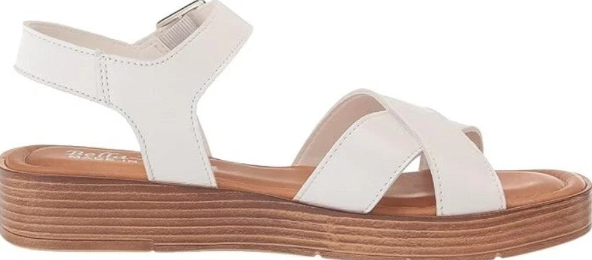 Bella Vita Women's Car-Italy Leather Wedge Sandals White Leather Size 7