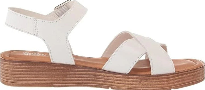 Bella Vita Women's Car-Italy Leather Wedge Sandals White Leather Size 7