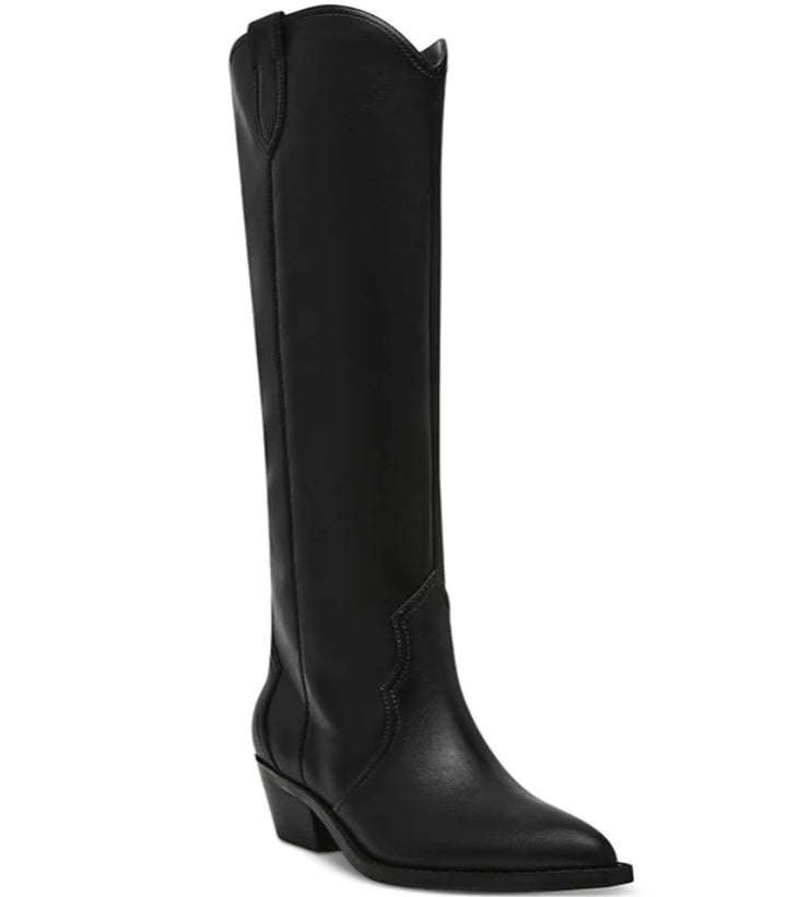 DV Dolce Vita Women's Kit Knee-High Cowboy Boots Black Smooth Size 8