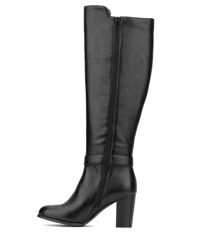 New York & Company Women's Chunky Block Heel Andrina Boot Black Size 8