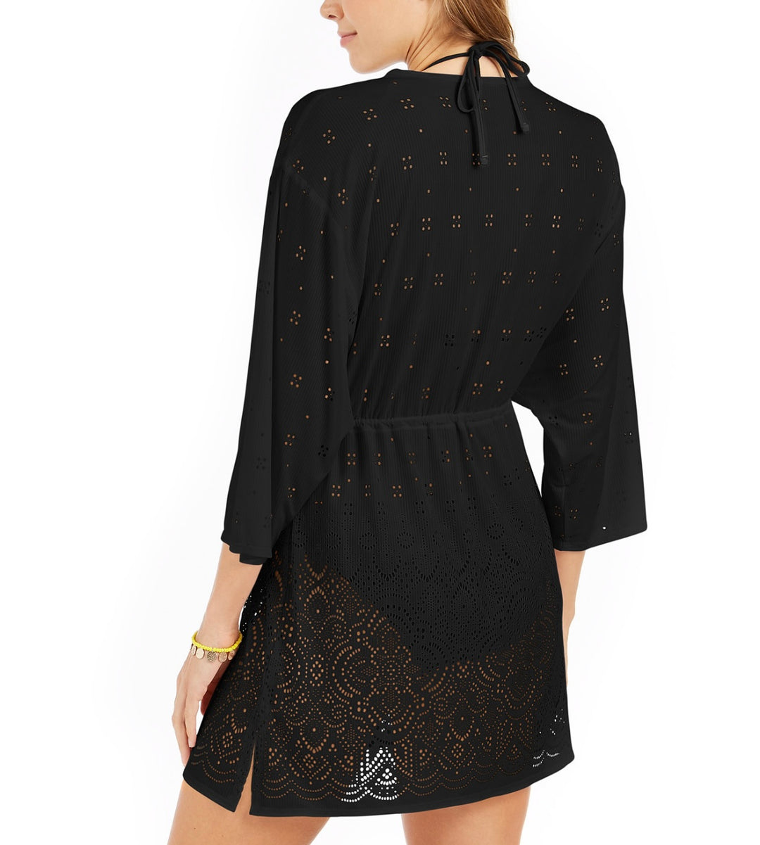 Dotti Women's Gypsy Gem Crochet Tunic Cover-Up Black Size L