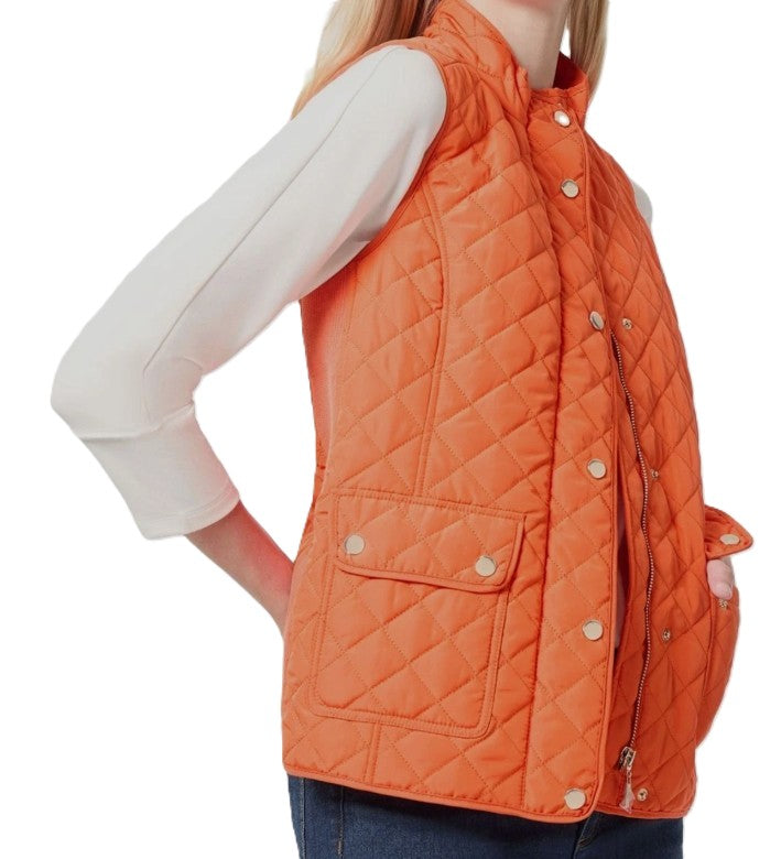 Jones New York Women's Quilted Patch Pocket Vest with Snaps Zipper Size XL