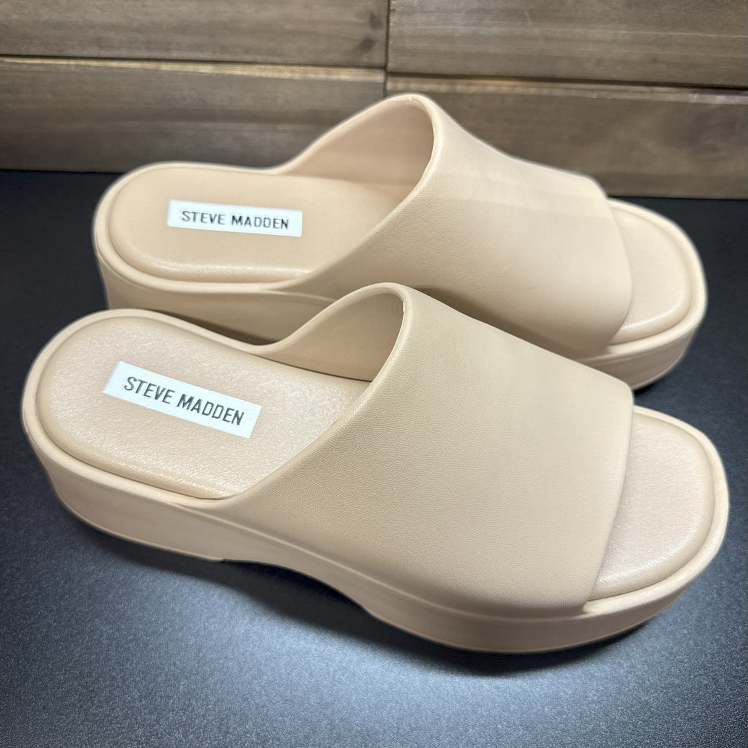 Steve Madden Women's Slinky-J Slip-On Platorm Wedge Sandals Tan Size 8