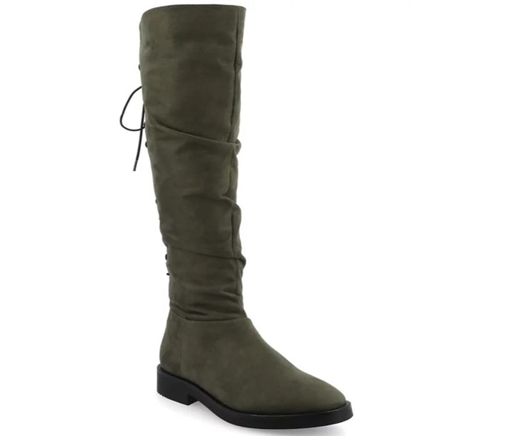 Journee Collection Women's Mirinda Wide Calf Rouched Stretch Knee High Boots