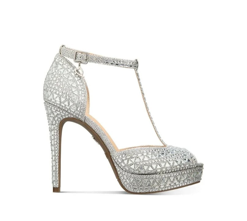 Thalia Sodi Women's Chace Embellished Platform Pumps Silver Size 9W