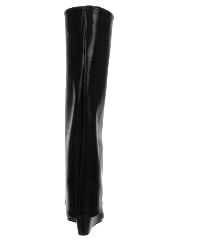 Madden Girl Women's Evander Fold-Over Cuffed Knee High Wedge Dress Boots