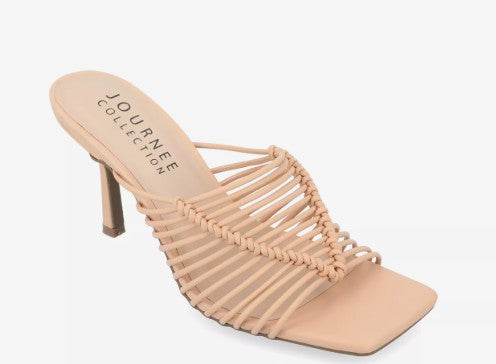 Journee Collection Women's Square Open Toe Saskia Sandal Nude Size 5.5