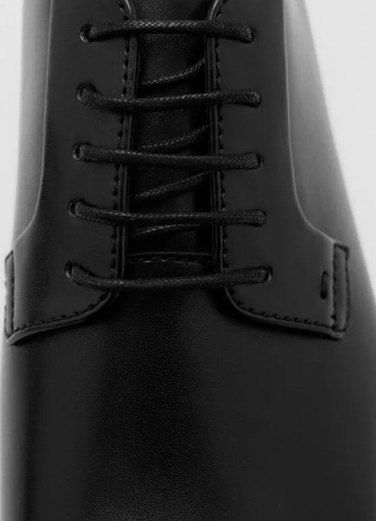 MNG Mango Men's Lace-Up Closure Leather Suit Shoes Black Size 10