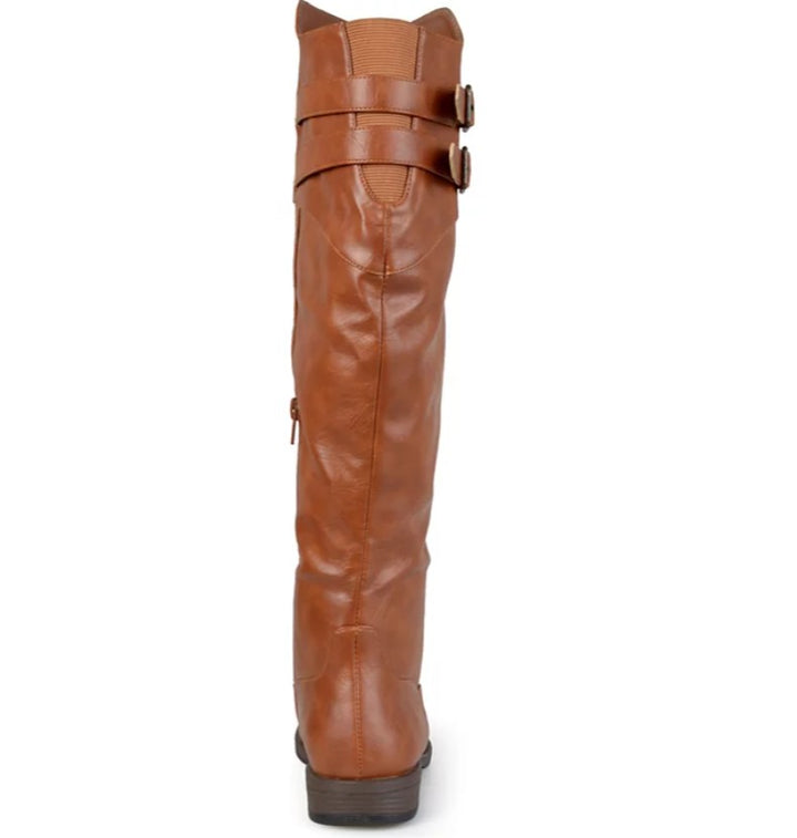 Journee Collection Women's Tori Extra Wide Calf Knee High Riding Boots Chestnut