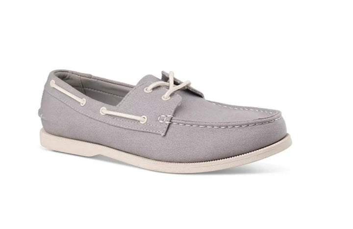 Club Room Men's Elliot Lace-Up Boat Shoes Grey Size 8