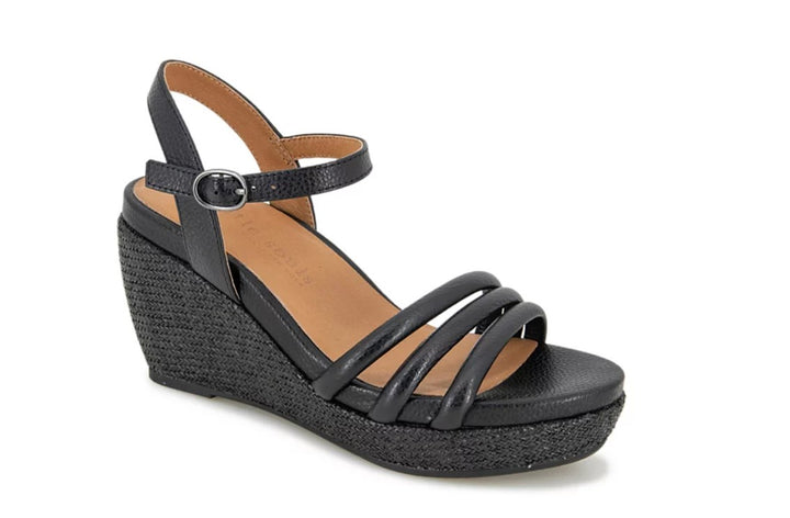 Gentle Souls Women's Viki Platform Wedge Sandals Black Size 7