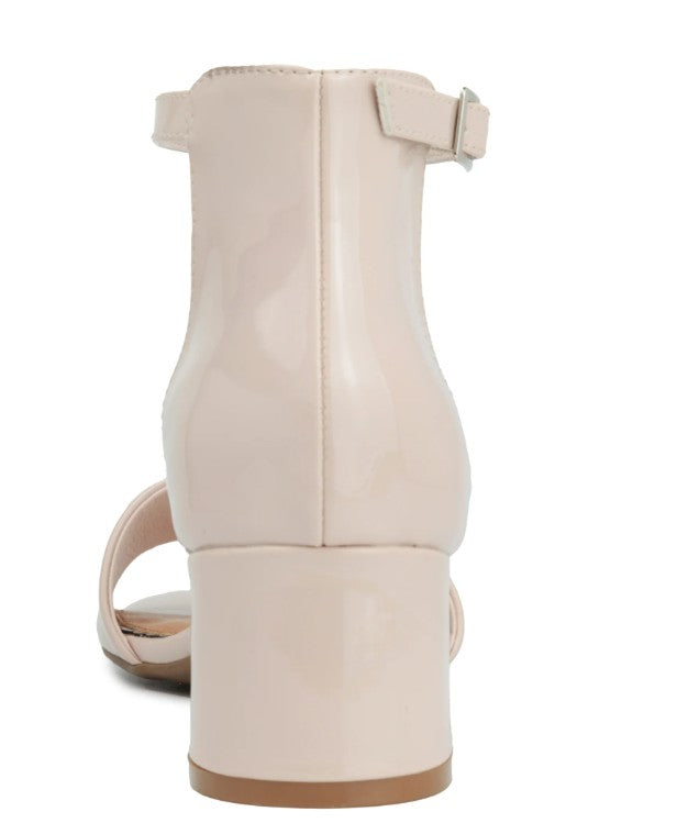Sugar Women's Noelle Low Block Heel Sandals Nude Patent Size 6M