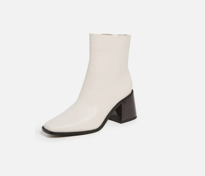 Sam Edelman Women's Winnie Block-Heel Booties Ivory Leather Size 7