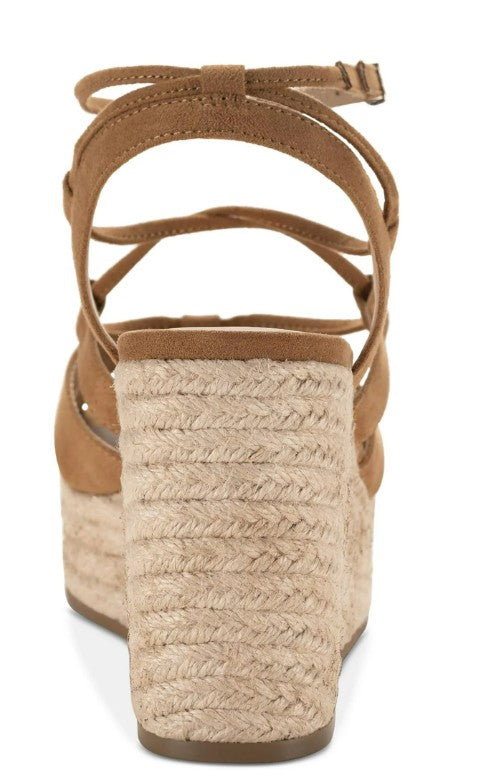 Sun + Stone Women's Tinsleyy Strappy Espadrille Platform Wedge Sandals Tan