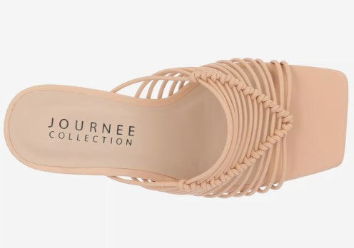 Journee Collection Women's Square Open Toe Saskia Sandal Nude Size 5.5