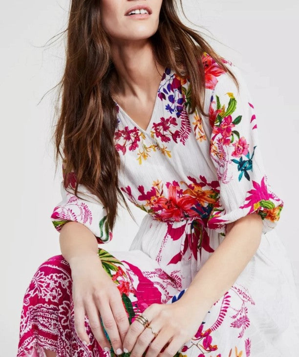 INC International Concepts Women's Floral V-Neck Maxi Dress Mara Garden Size M