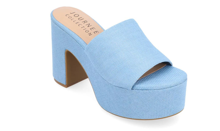 Journee Collection Women's Enyya Canvas Platform Sandals Blue Size 6.5