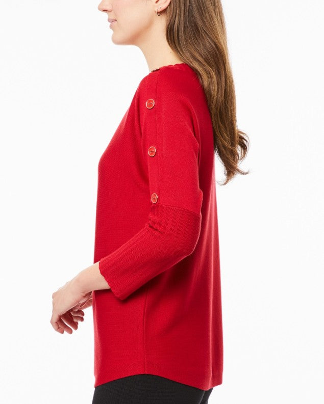 Melissa Paige Women's Dolman-Sleeve Wavy-Ribbed Sweater Scarlet Sage Size L