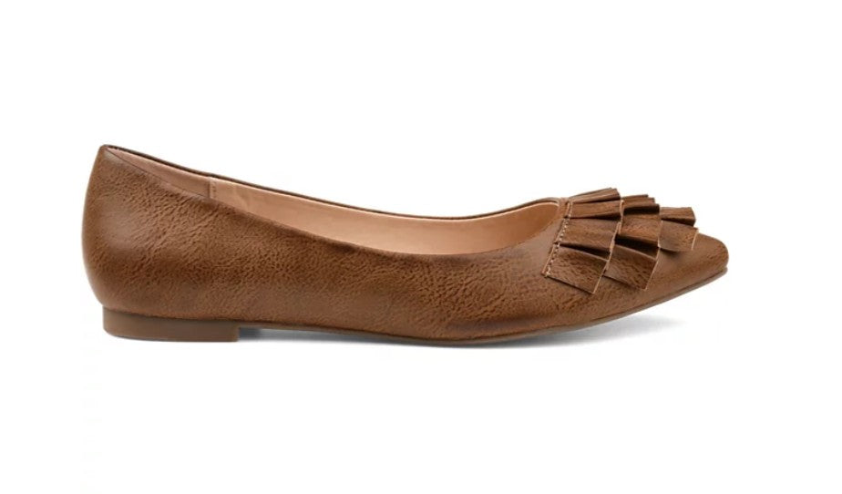 Journee Collection Women's Judy Ruffled Ballet Flats Shoes Tan Size 12