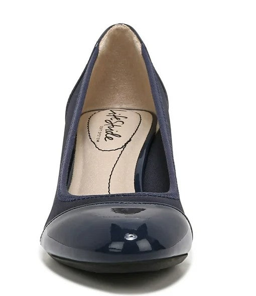 LifeStride Round-Toe Juliana Stretch Wedge Pumps Shoes Navy Size 6 M