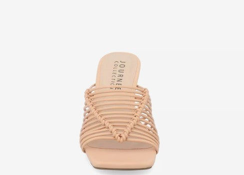 Journee Collection Women's Square Open Toe Saskia Sandal Nude Size 5.5