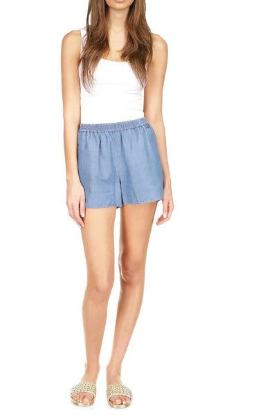 Michael Michael Kors Women's Logo Pocketed Elastic Waist Shorts Blue Size XL