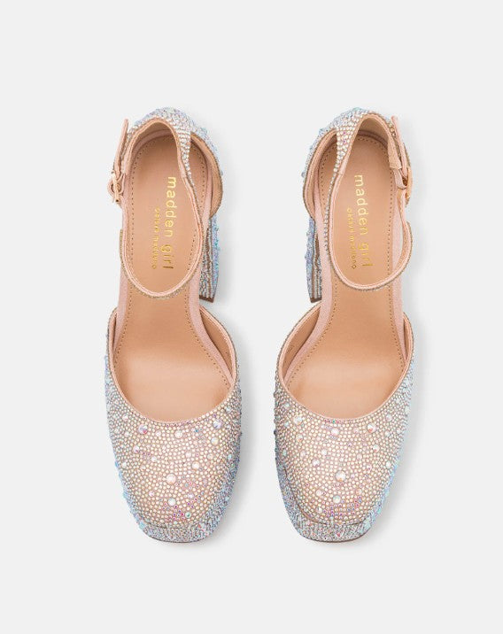 Madden Girl Women's Dion Rhinestone Two-Piece Platform Pumps Size 10